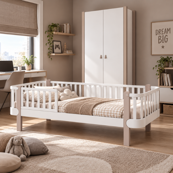 Jednolůžková postel Zukko Gekko 190x80. Cappuccino / Bílá